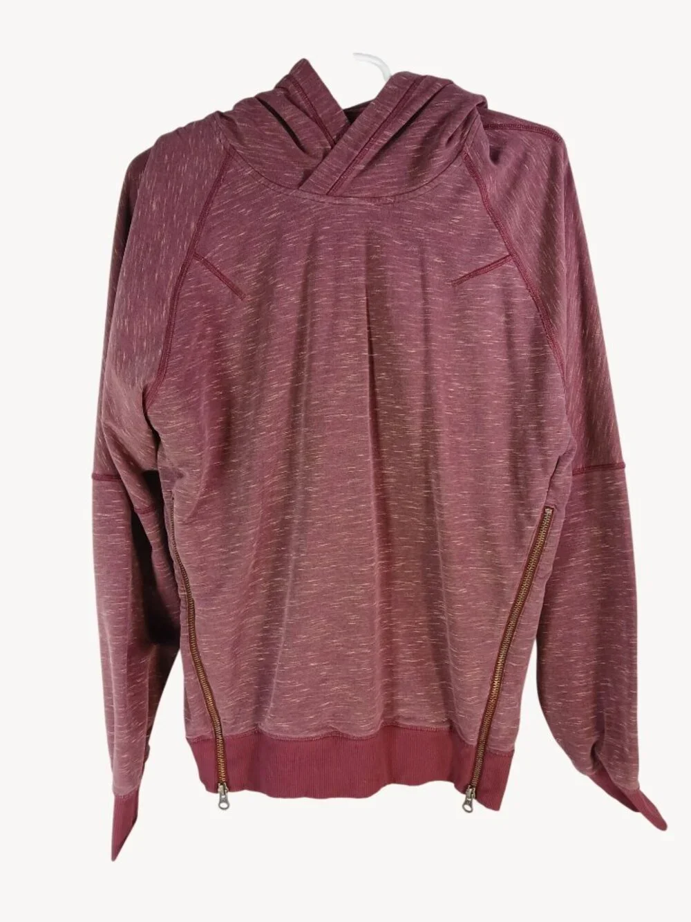 Lululemon Womens Burgundy Hoodie Om Roam Size 8 Heathered Berry Side Zippers - Picture 1 of 16